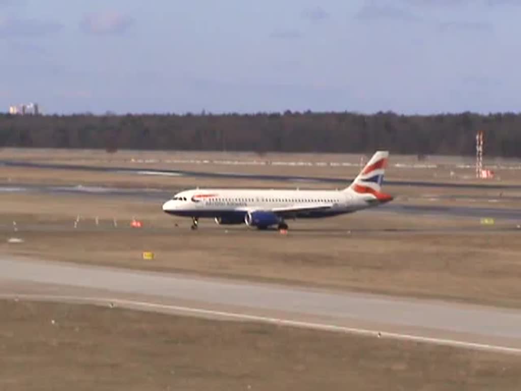 British Airways A 320-232 G-EUUB bei der Ankunft in Berlin-Tegel am 07.04.2013