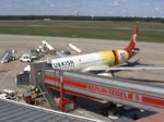 Pushback des Turkish Airlines A 321-231 TC-JRK in Sonderbemalung am 05.09.2010 auf dem Flughafen Berlin-Tegel