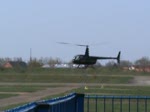 Private Robinson R 44 Raven II D-HYPZ  bei der Ankunft auf dem Flugplatz Strausberg am 17.04.2010