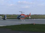 Hubschrauberservice Thüringen Bell 206B3 JetRanger III D-HHST beim Anlassen des Triebwerks und Start auf dem Flugplatz Strausberg am 16.04.2010
